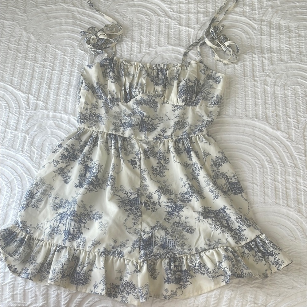 Charming Blue and Cream Dress